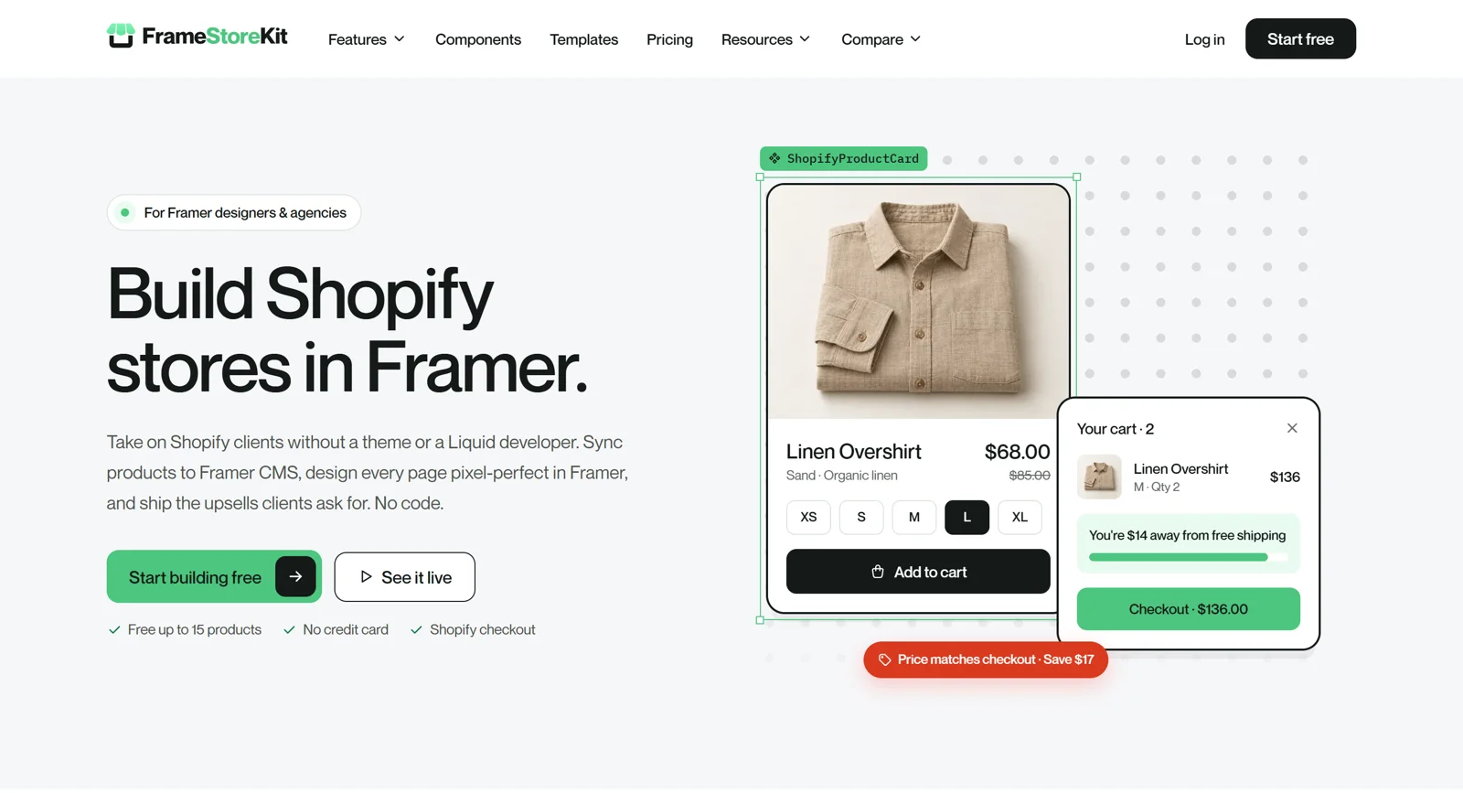 Shopify stores, designed in Framer
