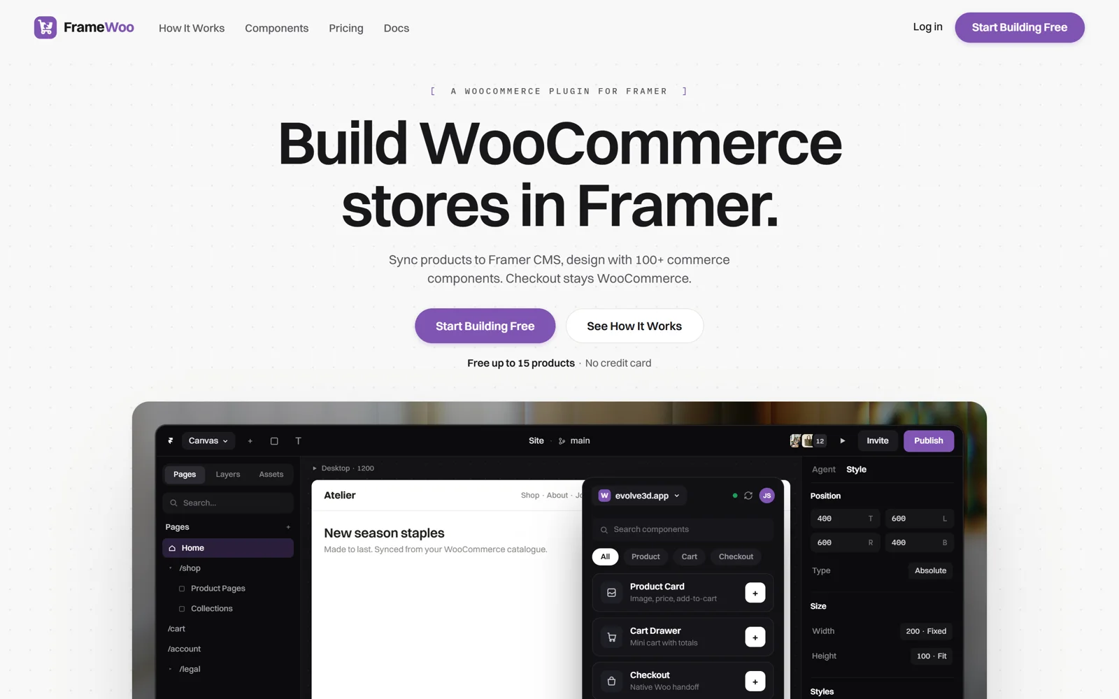 WooCommerce stores, designed in Framer