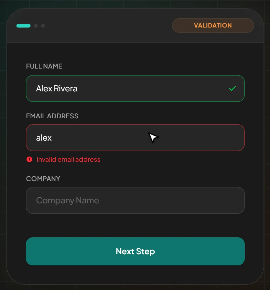 Multi-step form with live validation