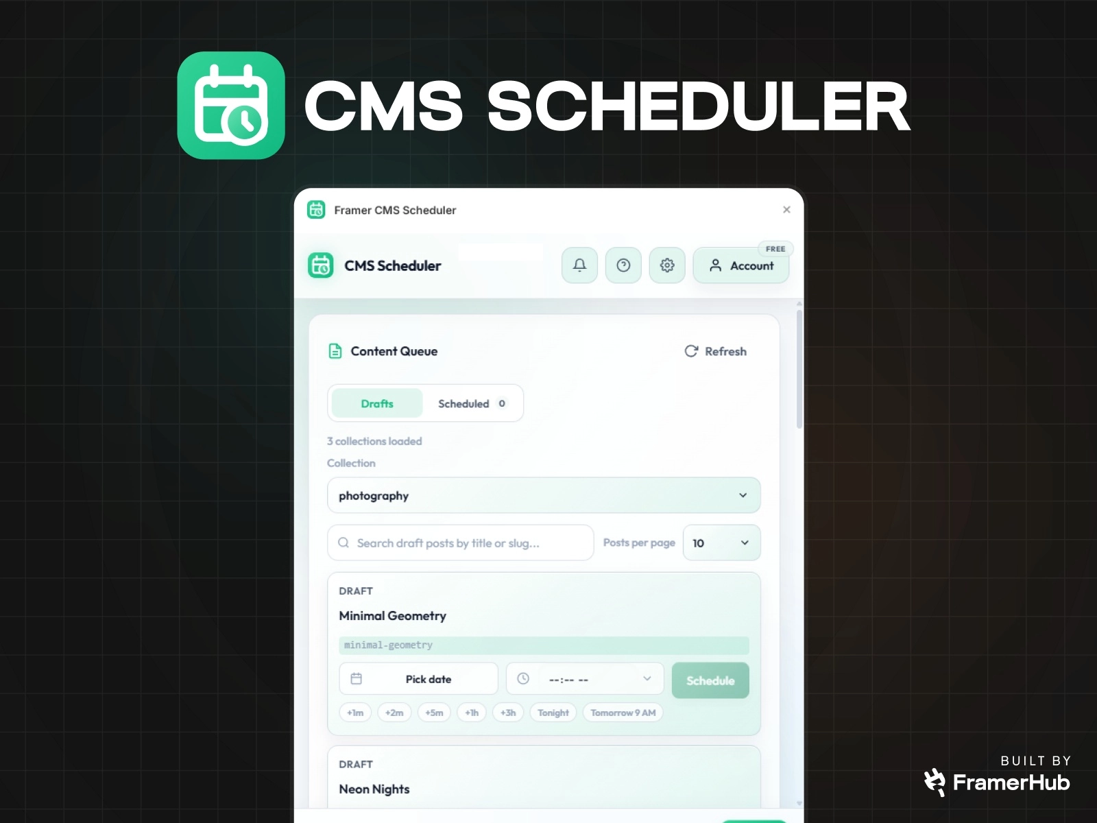 CMS Scheduler plugin for Framer