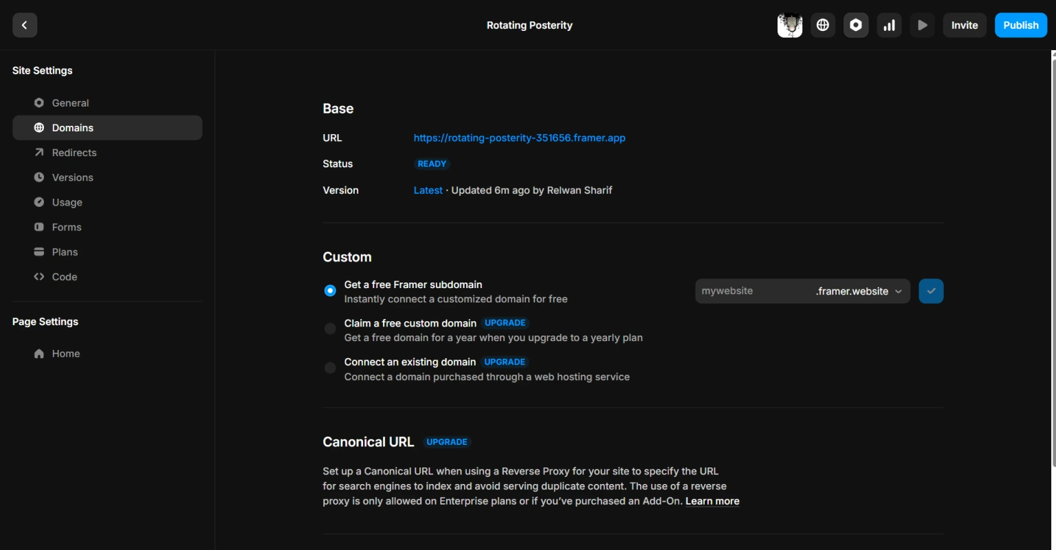 Framer Publish Flow