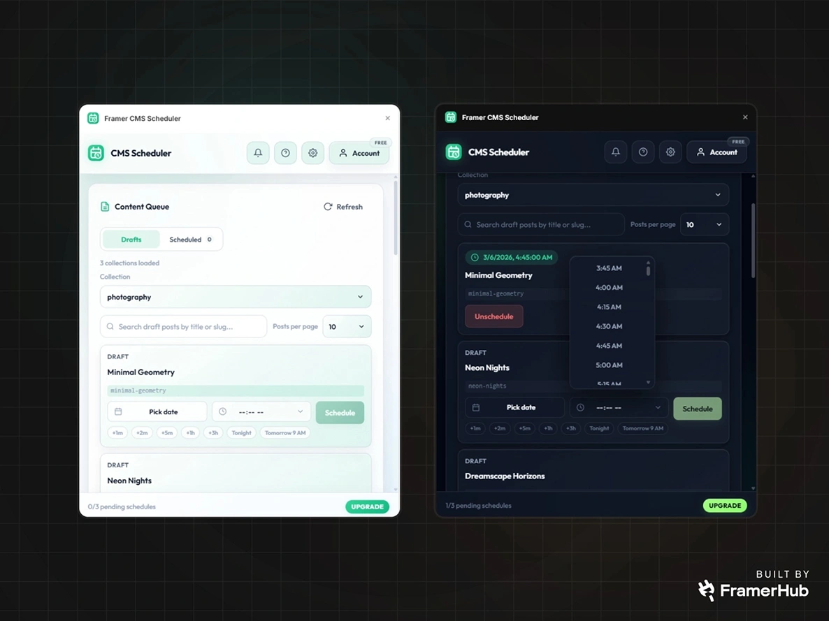 CMS Scheduler on Framer Marketplace
