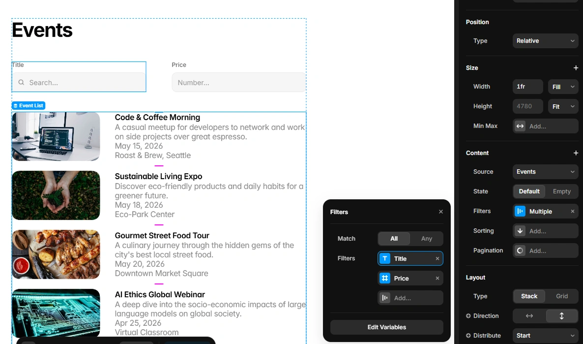 Framer Dynamic Filters