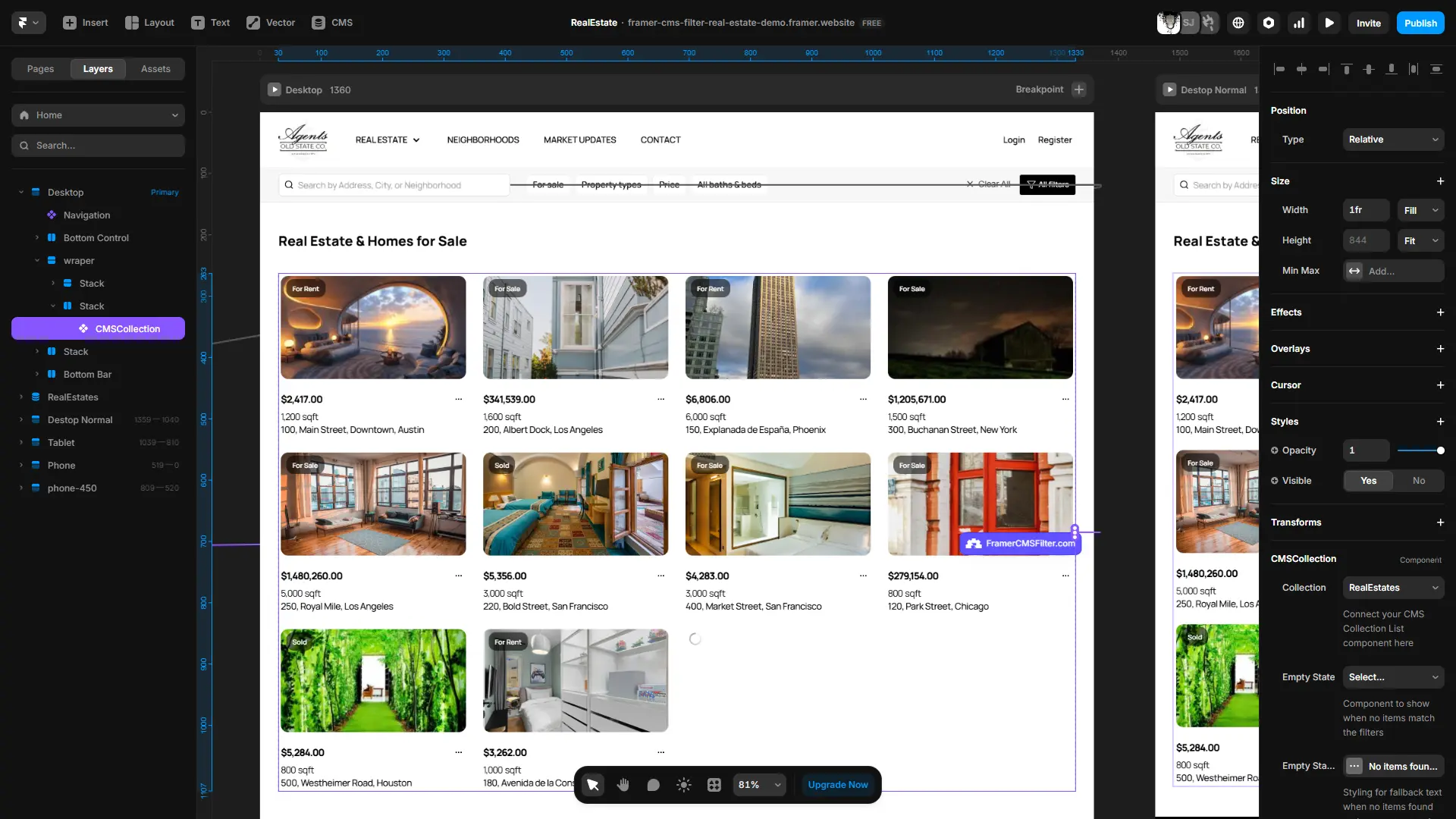 Framer Collection List on canvas