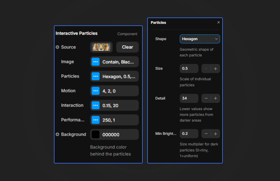 Interactive Particles Preview